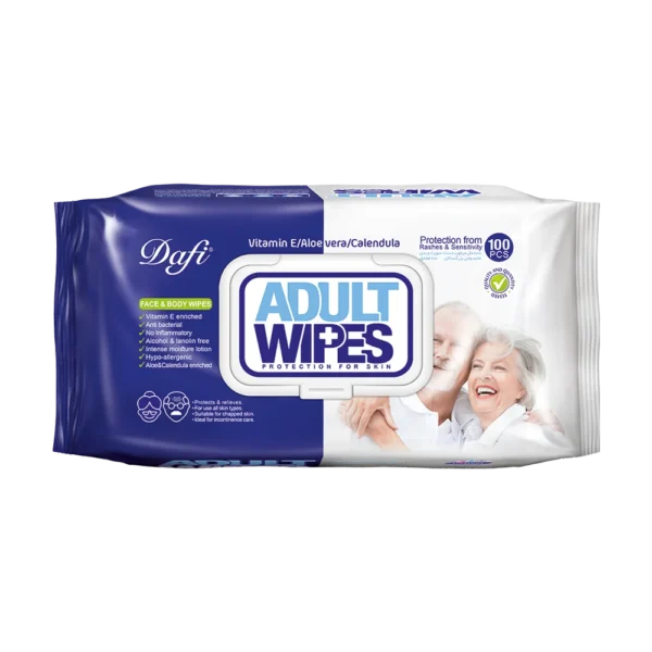 دستمال مرطوب دافی مدل Adult Wipes بسته 100 عددی