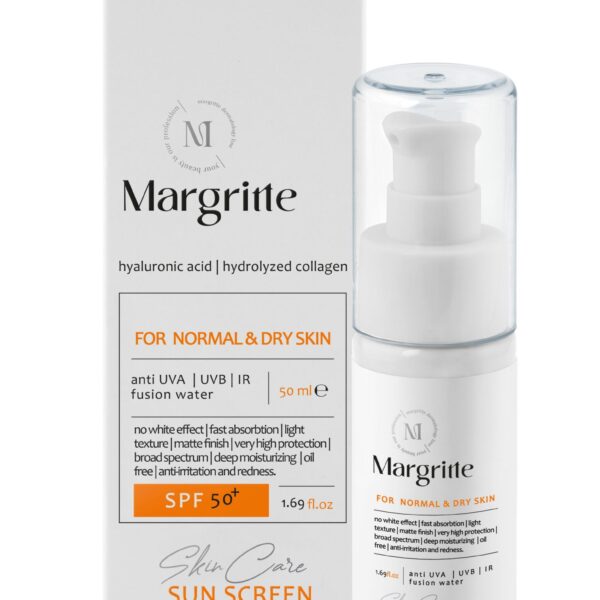 فلوئید ضد آفتاب ساده حجم 50 میلی لیتر SPF50+ مارگریت پوست خشک