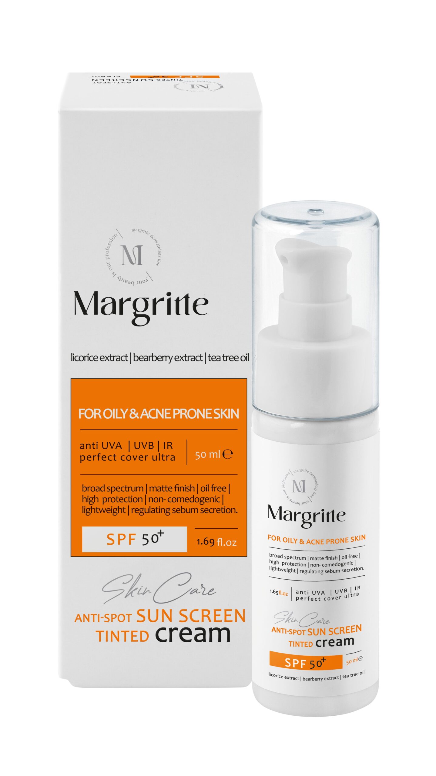 15dbb460-f492-4bec-b2dd-857d4ed7e7c3 کرم ضدآفتاب و روشن کننده (بژروشن) حجم 50 میلی لیتر SPF 50+ مارگریت - Image 1